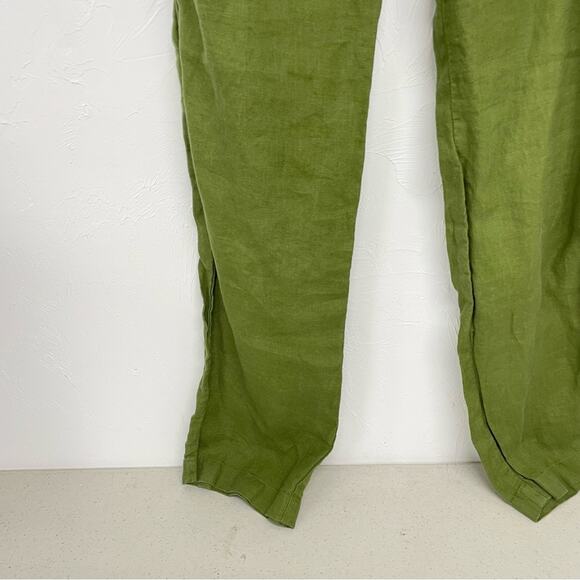 Guess Green Linen Drawstring Casual Pants Womens S Straight Leg Pull On Stretch - Picture 2 of 12